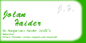 jolan haider business card